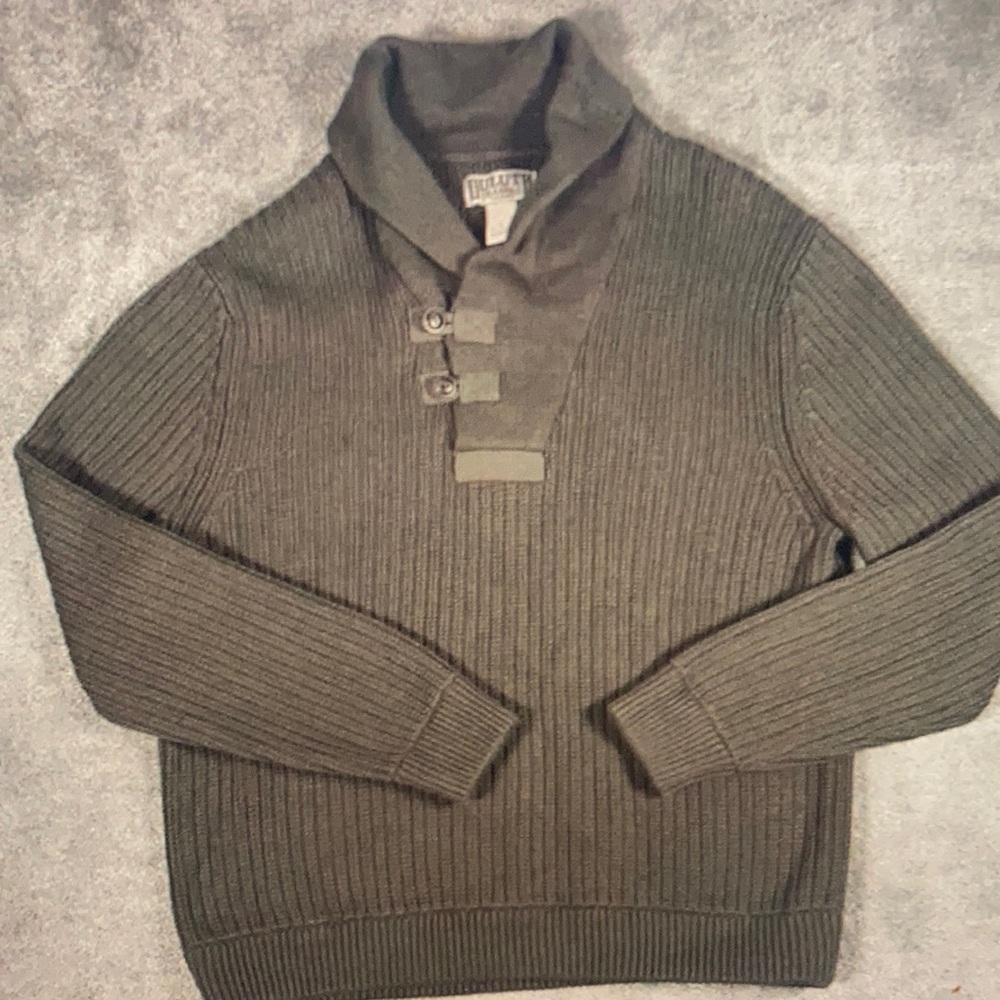Duluth Trading Sweater Mens XL Moss Green Infantry Brigadier Shawl Collar